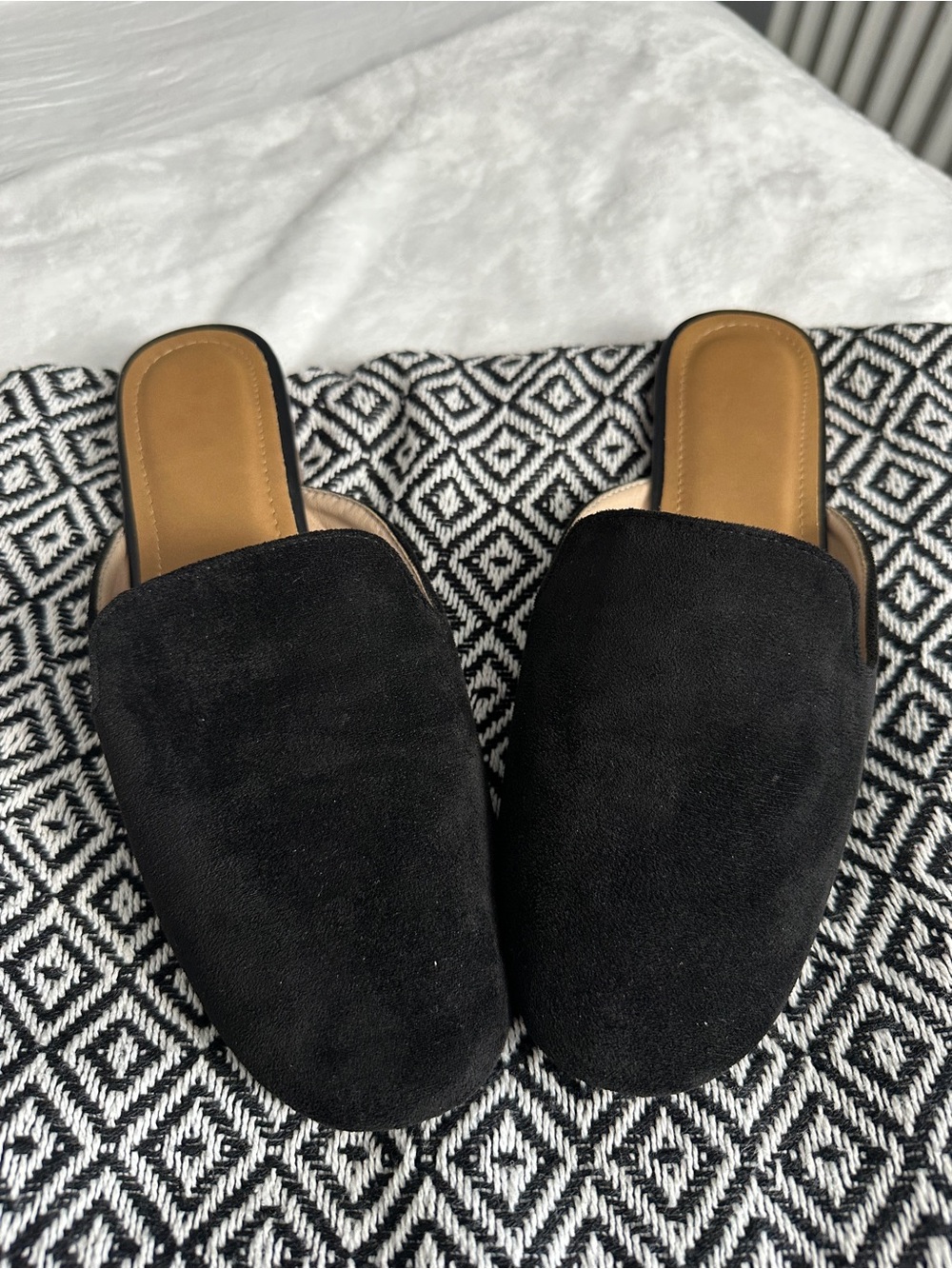 Black Suede Slip-On Mule - Women's Comfortable Casual Shoe